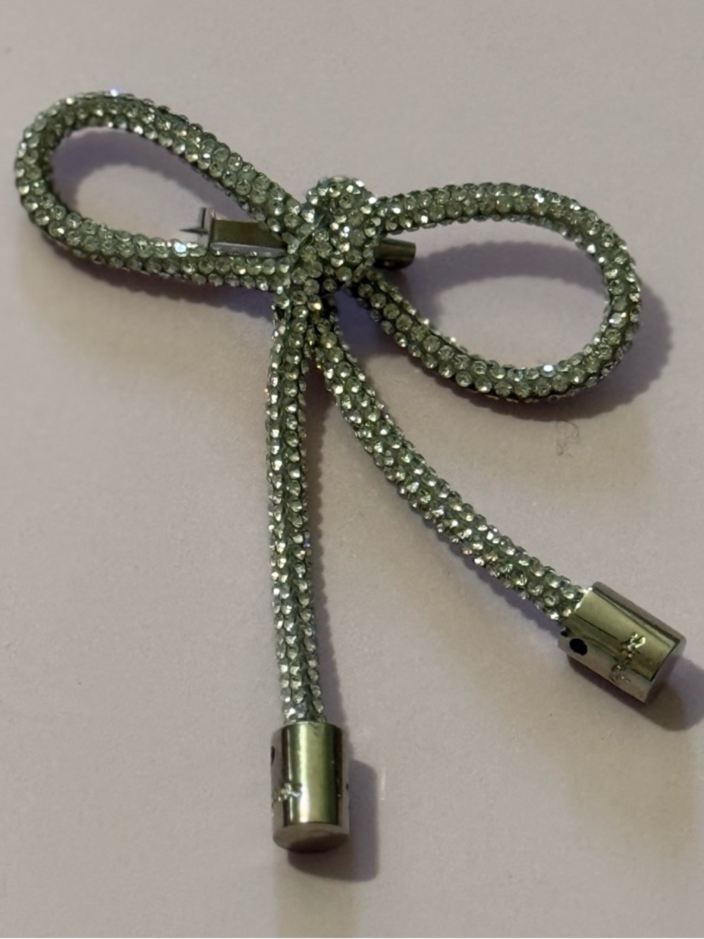 Sparkling Silver Bow Brooch